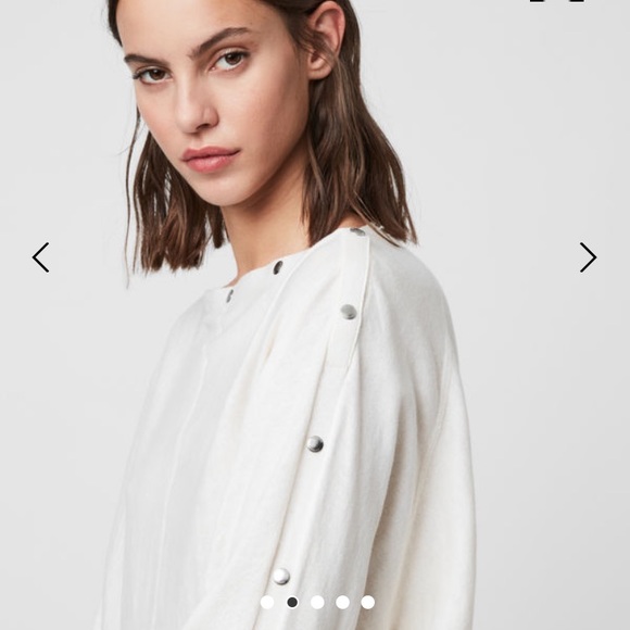 All saints Elle snap detail sweater boat neck or off the shoulder mint green - Picture 2 of 6